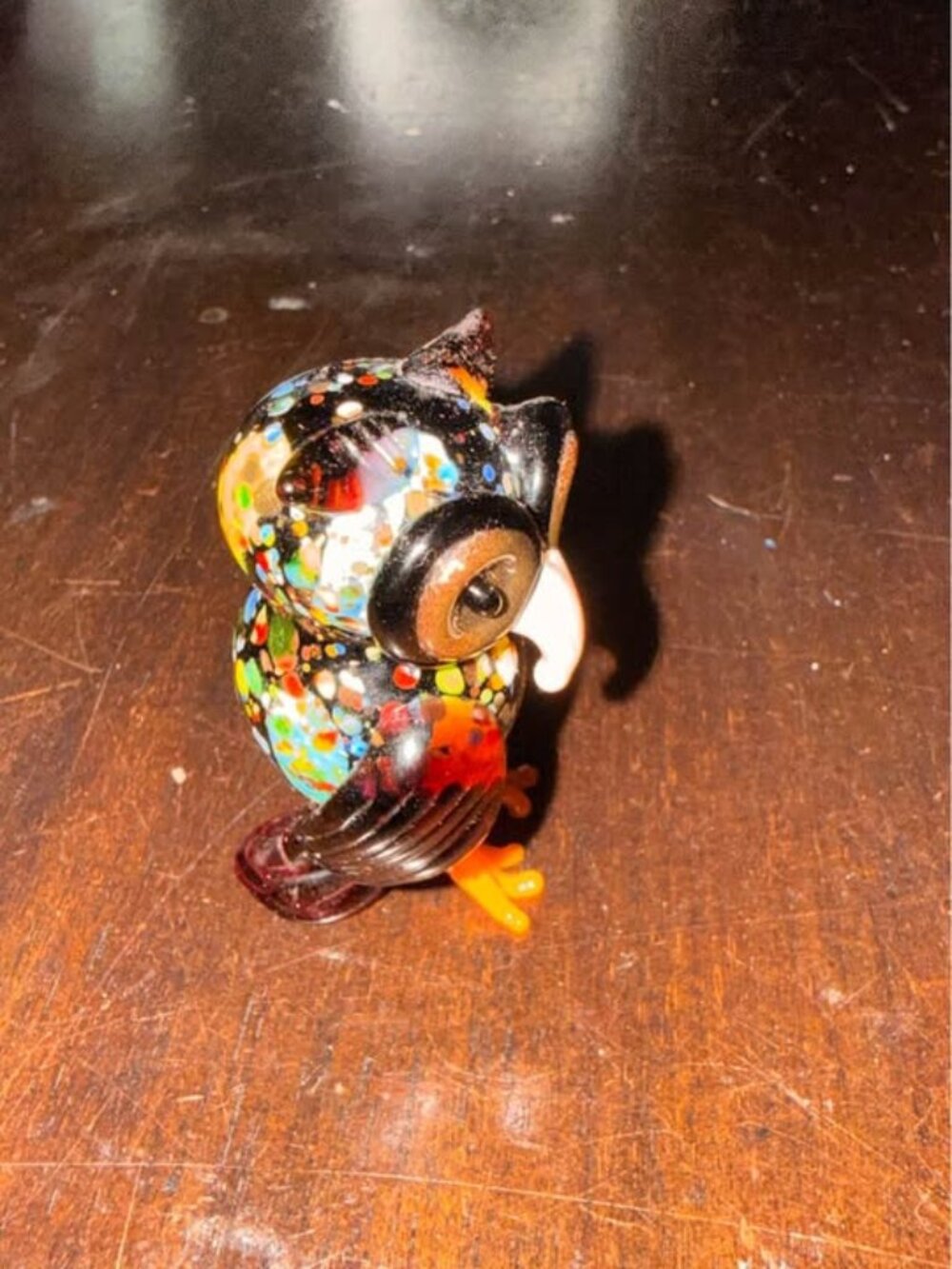 Hand-Blown Millefiori Glass Owl Figurine